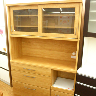 レンジボード 120㎝幅 大容量 美品☆ キッチンボード 食器棚 ブラウン ...