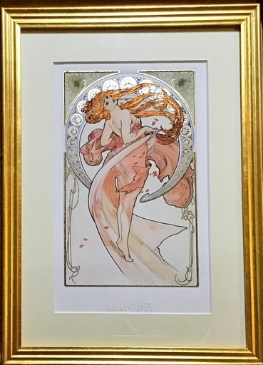 5000円値下げ！　絵画　ミュシャ　限定発行　赤いドレスの女性