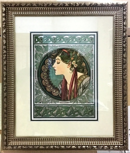 値下げ❗️　絵画　ミュシャ　限定発行　横顔の女性
