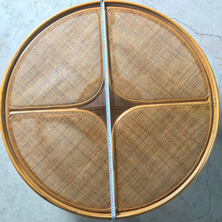 籐 丸型 ガラステーブル