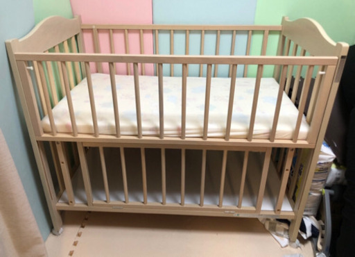 木製ベビーベッド 95×68×88 おりたたみ ヤトミ ハピネスベッド