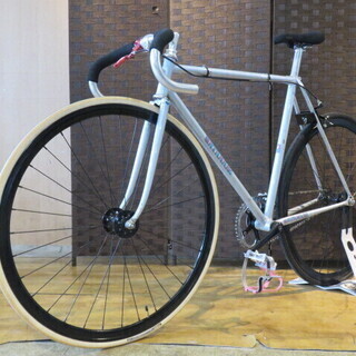 ■WATANABE ワタナベ 渡辺 オーダーフレーム シングルスピード クロモリ シルバー ピストバイク 自転車 札幌発