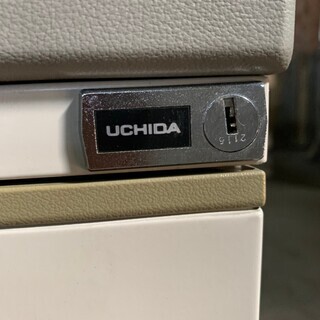 UCHIDA 両袖 事務机 事務用品 鍵付き