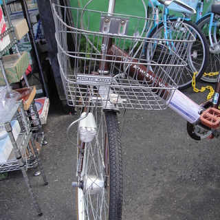 アスレチックワークス　27インチ　シティサイクル　6段切替　カゴ・荷台付き　LEDオートライト　自転車