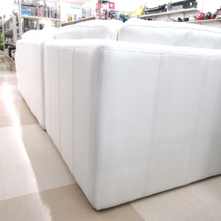 札幌市/清田区 KELVIN GIORMANI/ケルビンジョルマーニ L字ソファ カウチソファ 3Pソファ 3人掛けソファ ホワイト 白 総革 高級家具 レザー