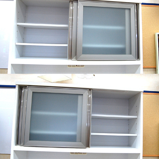 三幸ジャパン レンジボード 幅1193×奥行425×高さ1960mm 白エナメル ホワイト スライドレール 鏡面仕上げ 食器収納 キッチンボード 大容量 白☆ PayPay(ペイペイ)決済可能 ☆ 札幌市 清田区 平岡