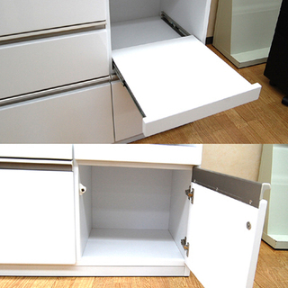 三幸ジャパン レンジボード 幅1193×奥行425×高さ1960mm 白エナメル ホワイト スライドレール 鏡面仕上げ 食器収納 キッチンボード 大容量 白☆ PayPay(ペイペイ)決済可能 ☆ 札幌市 清田区 平岡