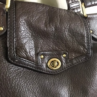 マークジェイコブス ダークブラウンレザー肩かけショルダーでかトート