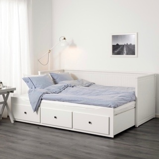 IKEA  ヘムネス　ベッド　マットレス付き HEMNES ヘムネス ベッドフレーム, ホワイトステイン/ロンセット