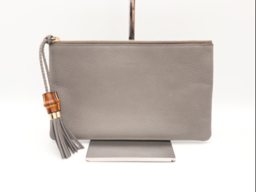 GUCCI/カーフ クラッチバッグ》Bランク 449652 バンブーストラップ