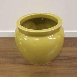 陶器　花瓶　からし色