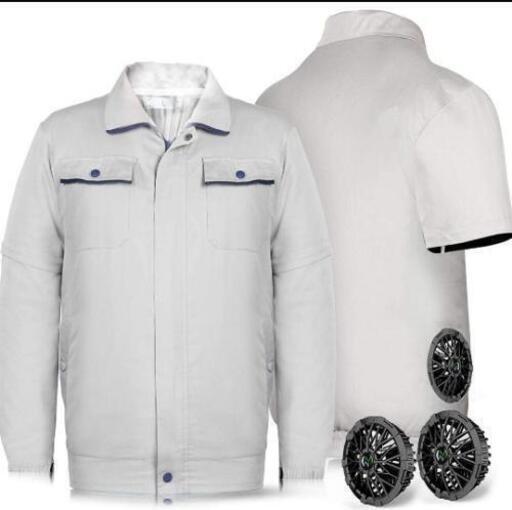 空調服、ファン付き 長袖半袖兼用 UVカット熱中症対策 高強度 ホワイト