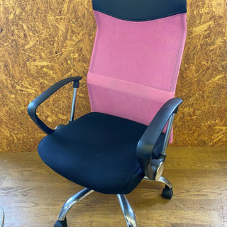 0801-23  オフィスチェア　デスク　椅子　ピンク　ブラック