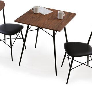 7*72 新品 LOWYA ダイニングセット 2人掛け テーブル チェア 2脚 3点セット ダークブラウンの画像