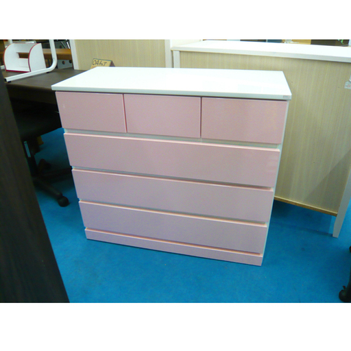 札幌 幅90cm 4段チェスト ピンク×ホワイト タンス 衣類収納 箪笥 ４段 四段 家具 子供部屋 本郷通店