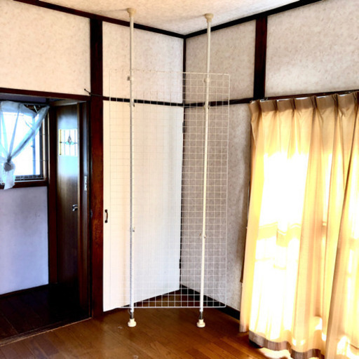 強力突っ張り棒/縦⭐︎スチールネット付き