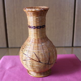 花瓶　外郭竹製　本体陶器製　未使用