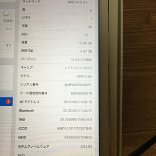 iPad air2  Wi-Fi + Cellular  16GB SoftBank