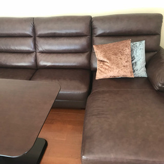 Lカウチソファー(本革)値下げします