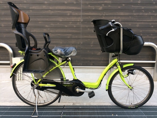 地域限定送料無料　パナソニック　ギュット　バッテリー新品　三人乗り　子供乗せ　新基準　黄緑　キッス　アンジェリーノ　神戸市　電動自転車