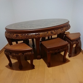 彫刻座卓 ガラス天板付き レトロ 61ICS-+inoL._UF894,1000_QL80_.jpg