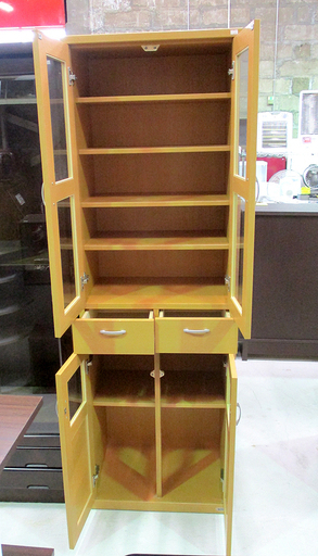 スリム食器棚 幅59.5㎝ 高さ186.5㎝ 木目 キッチンキャビネット