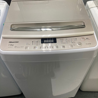 2018年製✨ハイセンス 全自動洗濯機 7.5kg 最短10分洗濯 ガラスドア