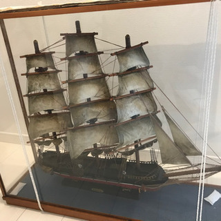 帆船　オブジェ　ガラスケース　年代物