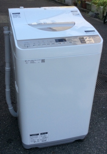 【RKGSE-341】特価！シャープ/SHARP/5kgタテ型洗濯乾燥機/ES-T5CBK-N/中古品/2019年製/当社より近隣地域無料配達