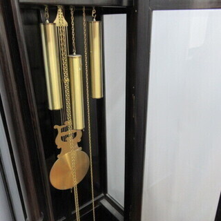 JKN1462/置時計/柱時計/グランドファーザークロック/ホールクロック/アンティーク/ドイツ製/重鎮式/螺鈿細工/tempus fugit/現状渡し/