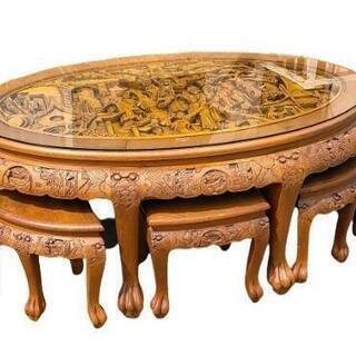 センターテーブル◇ダイニングテーブル◇彫刻◇市内配送可!!