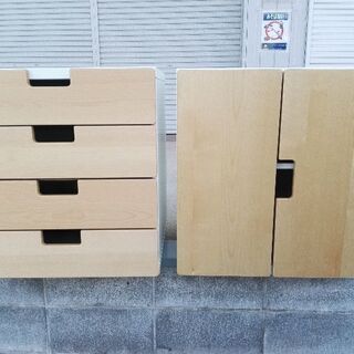 IKEA ボックス収納シェルフ 箱形チェスト＋扉棚 2点セット ...
