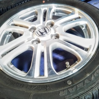 【ご成約済み】夏14インチ ホンダ純正 N-BOX純正 2018年155/65R14 日本製 グッドイヤー【~90％富山】Nボックス 純正 14インチ 中古 アルミ 4本