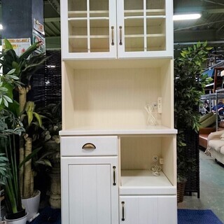 R1685) ニトリ キッチンボードミランダ80WH 食器棚 店頭取引大歓迎♪