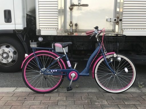 美品　anelloアネロ　子供用自転車　22インチ　ギンガムチェック　ピンク　ブルー