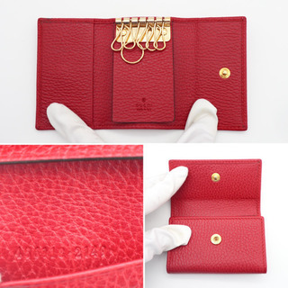 《GUCCI/プチマーモント 6連キーケース Aランク》456118 赤 極美