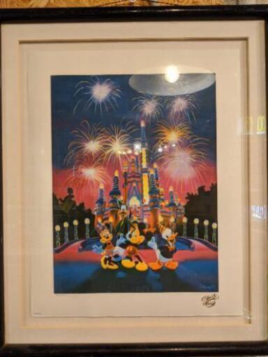 【税込価格！！】　ウォルトディズニー　ディズニー25周年 7500部限定Walt Disney 25 Magical Years  限定品 シンデレラ城　ミッキー　ミニー　ドナルド　グーフィー 1996年　96年　シルクスクリーン　エディション 736/7500　作品証明書付の貴重なお品です。