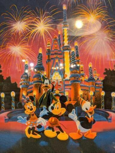 【税込価格！！】　ウォルトディズニー　ディズニー25周年 7500部限定Walt Disney 25 Magical Years  限定品 シンデレラ城　ミッキー　ミニー　ドナルド　グーフィー 1996年　96年　シルクスクリーン　エディション 736/7500　作品証明書付の貴重なお品です。