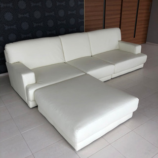 ソファ　L字　オットマン　白　美品