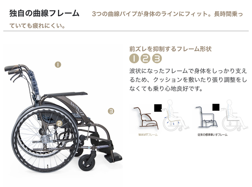 自走式車いす 標準型 WA22-42S カワムラサイクル 車椅子 車イス