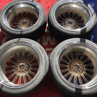 M\'s speed エムズスピード アルミホイール  18×8jj  5×112/114.3マルチ  +45  ハブ径72mm  ダンロップ ルマン LE MANS LM704 225／45R18 札幌発
