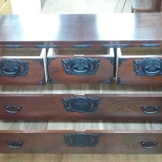 【店舗同時販売中】　マルイ造形家具工業　南部箪笥　欅材　衣装箪笥3段5杯　収納家具