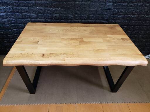 【未使用・訳アリ】おしゃれなデザインダイニングテーブル・天然木オーク無垢材・幅120cm・4444