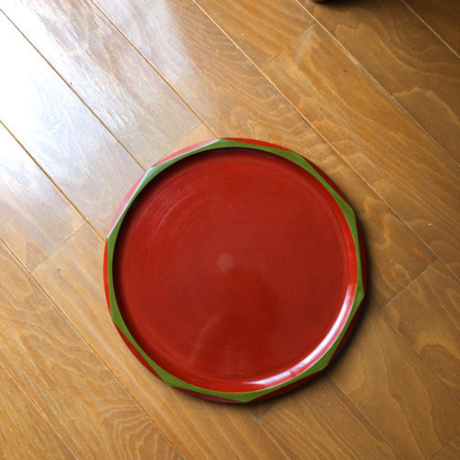 漆　朱色　丸盆