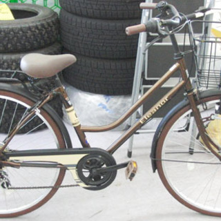 26インチ 6段切替 自転車 鍵 荷台付き シティサイクル アサヒ Eleanor