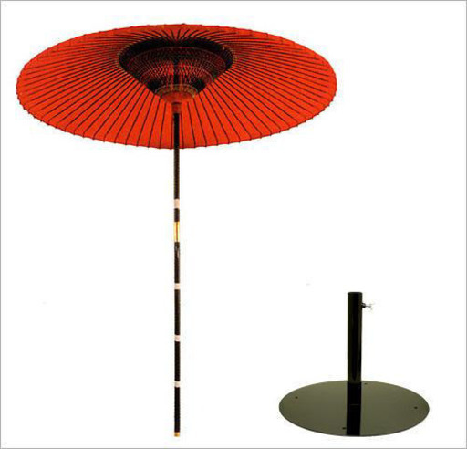 【茶道具 野点傘】3.5尺 茶席用野点傘 2点セット（本体+鉄製 傘立て台）