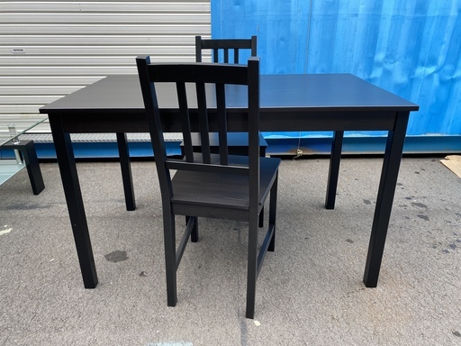 ダイニングテーブルセット IKEA イケア テーブル チェア 3点セット 黒 