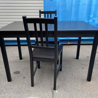 ダイニングテーブルセット IKEA イケア テーブル チェア 3点セット 黒