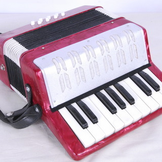 3107 ミニアコーディオン 鍵盤楽器 赤 D27×W23×H1...