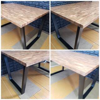 未使用・訳アリ】おしゃれなスチール脚・ダイニングテーブル